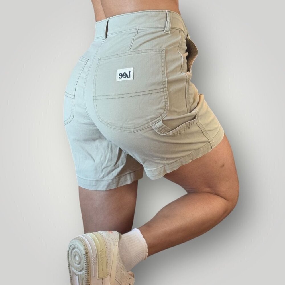Lee Relaxed Fit Short High Rise Womens Carpenter Utility Hiking Tan Stretch Y2K